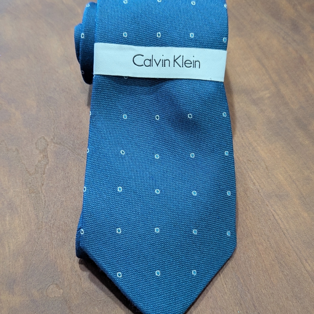 Calvin Klein Blue Polka Dot Silk Tie